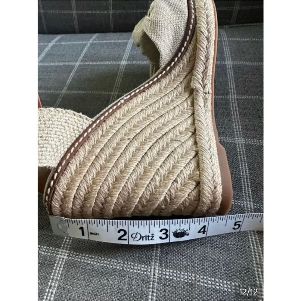 Tory Burch Boho Chic Tan & Natural Knotted Espadrille Wedge Sandals